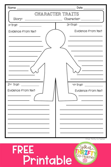 free printable character analysis worksheet